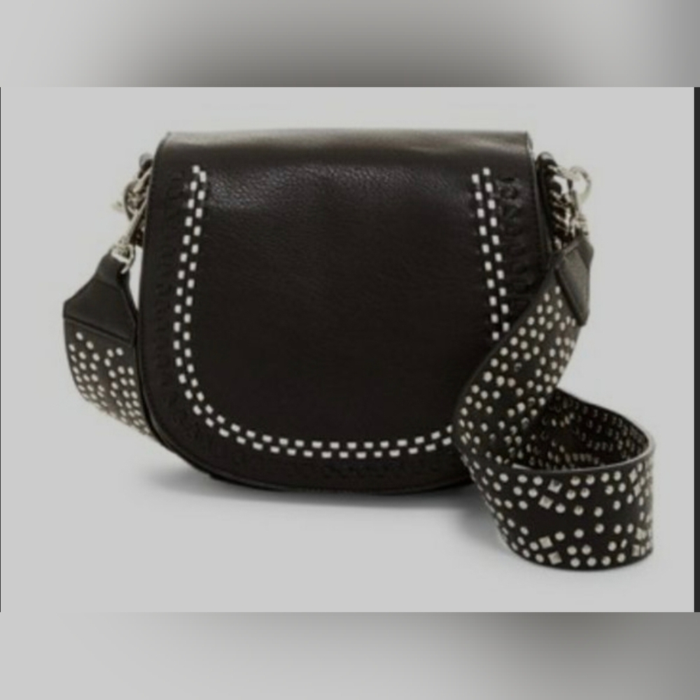 Urban Expressions Black Studded Saddle Crossbody Bag